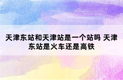 天津东站和天津站是一个站吗 天津东站是火车还是高铁